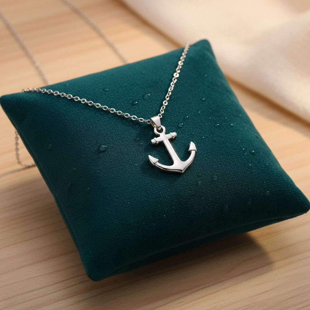 ESPO Silver Anchor Pendant Necklace Nautical Jewelry